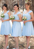 Sleeveless Scalloped Neck Knee-Length A-line/Princess Chiffon Bridesmaid Dresseses With Pleated Sofia STIP0025606