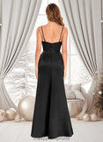 Tabitha Trumpet/Mermaid V-Neck Floor-Length Satin Prom Dresses STIP0025862