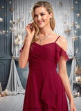 Katelyn A-line Cold Shoulder Floor-Length Chiffon Bridesmaid Dress With Ruffle STIP0025755