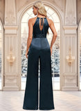 Anne Jumpsuit/Pantsuit Halter Floor-Length Stretch Satin Bridesmaid Dress STIP0025805