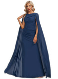 Genesis Sheath/Column V-Neck Floor-Length Chiffon Evening Dress With Pleated STIP0020883