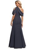 Virginia Trumpet/Mermaid Asymmetrical Floor-Length Chiffon Evening Dress With Pleated STIP0020825