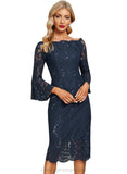 Harmony Sheath/Column Off the Shoulder Knee-Length Lace Evening Dress With Sequins STIP0020956