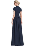 Gina A-line V-Neck Floor-Length Chiffon Evening Dress With Pleated STIP0020833