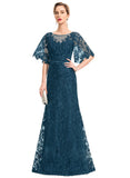 Emilee Sheath/Column Scoop Illusion Floor-Length Lace Evening Dress STIP0020948