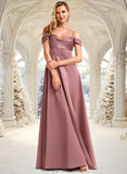 Aniya A-line Cold Shoulder Floor-Length Satin Bridesmaid Dress STIP0025750