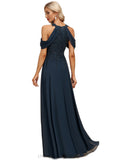 Luz A-line Cold Shoulder Scoop Floor-Length Chiffon Lace Evening Dress With Sequins STIP0020808