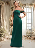 Tiffany Sheath/Column Off the Shoulder Floor-Length Satin Bridesmaid Dress STIP0025815