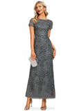 Lara A-line Boat Neck Ankle-Length Lace Evening Dress With Sequins STIP0020776