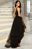 Skye A-line V-Neck Asymmetrical Satin Tulle Homecoming Dress With Beading STIP0020533