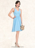 Vicky A-line V-Neck Knee-Length Chiffon Homecoming Dress With Ruffle STIP0025703