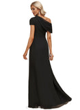 Alia A-line Asymmetrical Floor-Length Chiffon Evening Dress With Pleated STIP0020774