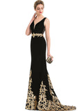 Iyana Trumpet/Mermaid V-Neck Sweep Train Velvet Evening Dress With Sequins STIP0020900