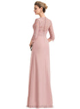 Lily Sheath/Column V-Neck Floor-Length Chiffon Lace Evening Dress STIP0020965