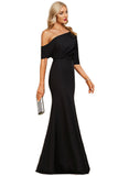 Talia Sheath/Column Asymmetrical Floor-Length Stretch Crepe Evening Dress With Pleated STIP0020792