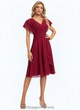 Amara A-line V-Neck Knee-Length Chiffon Homecoming Dress With Ruffle STIP0025716