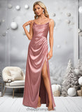 Nola A-line Cowl Floor-Length Stretch Satin Prom Dresses STIP0025881