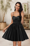 Terri A-line Sweetheart Short/Mini Satin Homecoming Dress STIP0020497