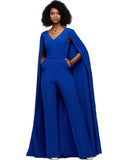 Amya Jumpsuit/Pantsuit V-Neck Floor-Length Stretch Crepe Evening Dress STIP0020953