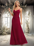 Patricia Trumpet/Mermaid V-Neck Floor-Length Chiffon Bridesmaid Dress STIP0025825