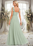 Nylah A-line Square Floor-Length Chiffon Prom Dresses With Bow STIP0025876