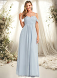 Zoey A-line Cold Shoulder Floor-Length Chiffon Bridesmaid Dress With Ruffle STIP0025723