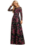 Kaydence A-line Scoop Illusion Floor-Length Lace Evening Dress With Beading Sequins STIP0020886