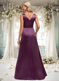 Adriana A-line Scoop Floor-Length Stretch Satin Bridesmaid Dress STIP0025829