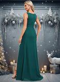 Jessica A-line Scoop Floor-Length Chiffon Bridesmaid Dress With Ruffle STIP0025814