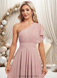 Dakota A-line One Shoulder Asymmetrical Chiffon Bridesmaid Dress With Ruffle STIP0025819