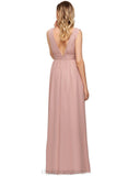 Carissa A-line V-Neck Floor-Length Chiffon Evening Dress With Pleated STIP0020827