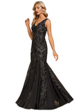 Aria Trumpet/Mermaid V-Neck Floor-Length Chiffon Sequin Evening Dress STIP0020862