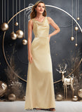 Pauline A-line Cowl Floor-Length Stretch Satin Bridesmaid Dress STIP0025764