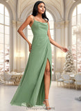 Destiney A-line Cowl Floor-Length Chiffon Bridesmaid Dress STIP0025741