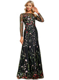 Jaden Sheath/Column Boat Neck Illusion Floor-Length Lace Evening Dress STIP0020796