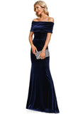 Roberta Sheath/Column Off the Shoulder Floor-Length Velvet Evening Dress STIP0020854