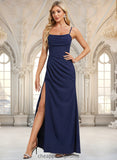 Everleigh Trumpet/Mermaid Cowl Floor-Length Stretch Crepe Bridesmaid Dress With Ruffle STIP0025766