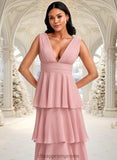 Erin A-line V-Neck Floor-Length Chiffon Bridesmaid Dress STIP0025749