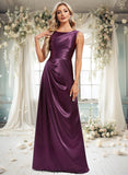 Adriana A-line Scoop Floor-Length Stretch Satin Bridesmaid Dress STIP0025829