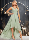 Jaelynn A-line V-Neck Asymmetrical Chiffon Bridesmaid Dress STIP0025809