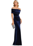 Roberta Sheath/Column Off the Shoulder Floor-Length Velvet Evening Dress STIP0020854