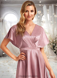 Macy A-line V-Neck Asymmetrical Stretch Satin Bridesmaid Dress STIP0025752