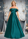 Livia A-line Off the Shoulder Floor-Length Stretch Satin Prom Dresses STIP0025879