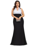 Kailey Empire Halter Floor-Length Chiffon Evening Dress With Pleated STIP0020952