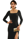 Zaria Sheath/Column Square Sweep Train Jersey Evening Dress STIP0020954