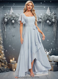 Allie A-line Square Asymmetrical Chiffon Bridesmaid Dress STIP0025796