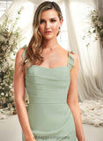 Stella A-line Square Floor-Length Chiffon Bridesmaid Dress With Ruffle STIP0025739