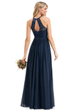 Frida A-line Scoop Illusion Floor-Length Chiffon Lace Evening Dress STIP0020944