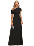 Alia A-line Asymmetrical Floor-Length Chiffon Evening Dress With Pleated STIP0020774