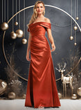 Giovanna A-line Off the Shoulder Floor-Length Stretch Satin Bridesmaid Dress STIP0025757